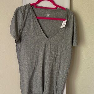 J. Crew Heather Gray V-Neck Short Sleeve Tee